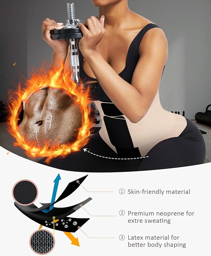 FeelinGirl Waist Trainer Belt Waist Cincher Trimmer Ab Belt Tummy Control Body Shaper with Triple Wrap Women and Men