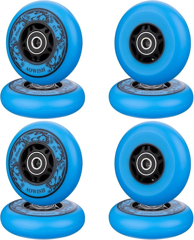 8-Pack Inline Skate Replacement Wheels 85A Outdoor Asphalt Formula Roller Blades Wheels Indoor Roller Blades Wheels with Bearings ABEC-9 & Floating Spacers