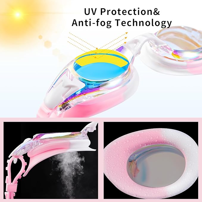 Aegend 2 Pack Kids Goggles, Swimming Goggles for Kids Age 4-16 Boys and Girls Youth, Anti-Fog Waterproof Anti-UV Pool Goggles