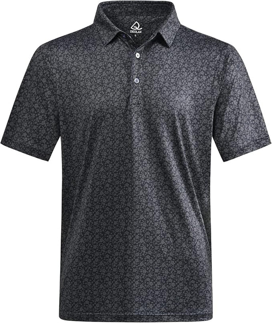 DEOLAX Mens Polo Shirts Fashion Print Mens Golf Shirt Dry Fit Mens Golf Polo Short Sleeve Quick Dry Funny Golf Shirt for Men