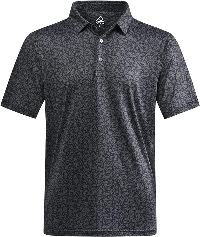 DEOLAX Mens Polo Shirts Fashion Print Mens Golf Shirt Dry Fit Mens Golf Polo Short Sleeve Quick Dry Funny Golf Shirt for Men