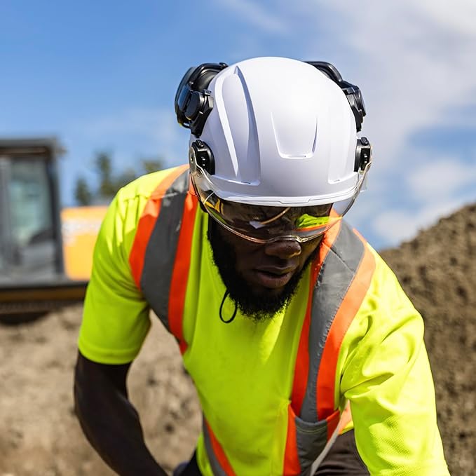 GE Safety Helmet: ANSI Type 2 Class G & E, Advanced Impact Technology, Ultra Comfortable Memory Foam, Heat Stress Reduction, Compatible with Accessories, Adjustable Size OSHA Approved