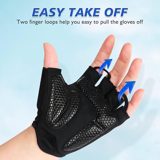 Cycling Gloves with Shock-Absorbing Pad, Extra Grip, Flexible Fit, Light Weight, Breathable for Men and Women Mountain Biking