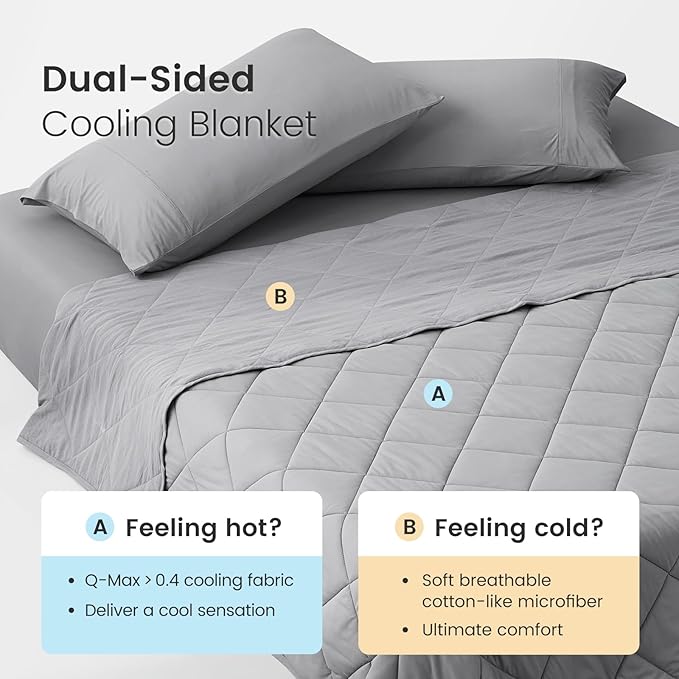 Cozy Bliss Cooling Blanket for Hot Sleepers, Q-Max 0.4 Cooling Comfort for Girls Boys, Cold Blankets for Night Sweats Sleeping, Ultra-Cool Lightweight Breathable Summer Blanket for Travel
