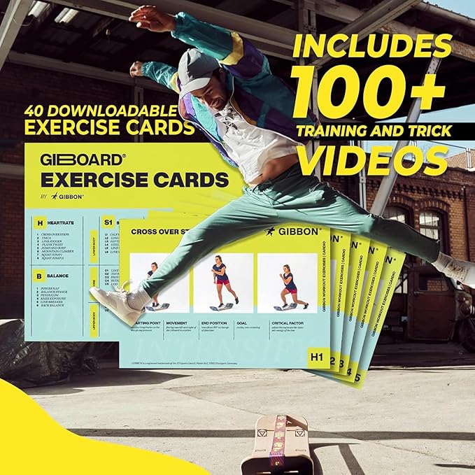 GIBBON SlackBoard - GiBoard Balance Board Kids & Adults - Slackline Balance Trainer - Slack Board Core Workout Equipment Home Gym Training - Standing Desk Exercise - Yoga, Agility, Pilates & More