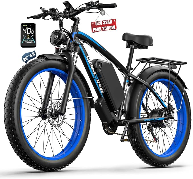 Ebike for Adults Electric, 52V 19.2Ah/32Ah, Peak 2000W/2500W E-Bike, 36/40MPH, 70 Miles/100Miles Long Range, Hydraulic Disc Brake, Off Road Snow Mountain E-Bike, 24"/26" Fat Tire Fast Electric Bicycle