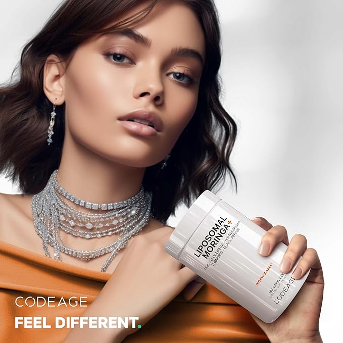 Codeage Liposomal Moringa+ Supplement, 400mg Moringa 50:1 Extract - 20,000mg Moringa Oleifera Leaf Equivalent - Turmeric, Ashwagandha, Black Pepper, 3-Month Supply, Vegan Moringa Powder - 180 Capsules