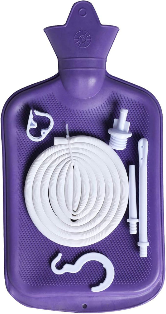 Abyclean Enema Bag Kit Rubber Anal Douche Vaginal Douche Enema Cleaner for Women’s or Man’s Health (Purple, 2L)