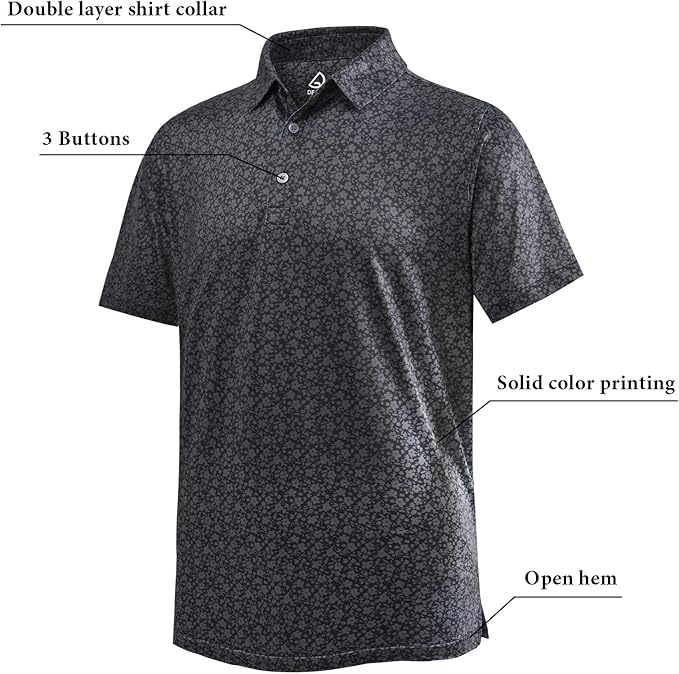 DEOLAX Mens Polo Shirts Fashion Print Mens Golf Shirt Dry Fit Mens Golf Polo Short Sleeve Quick Dry Funny Golf Shirt for Men