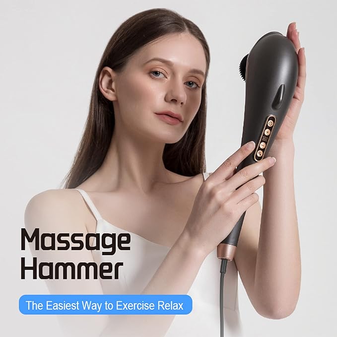 Back Massager, Deep Tissue Massager, Massage Machine for Pain Relief, Hand Held Massage Tool, Electric Percussion Body Relax Machine, Handheld Relaxation Tool