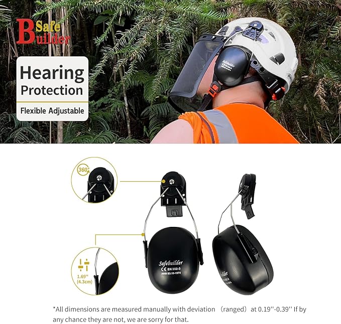 Forestry Safety Helmet with Build-in Visor Mesh Face Shield Ear Muffs 4 in 1 Chainsaw Safety Hard Hats