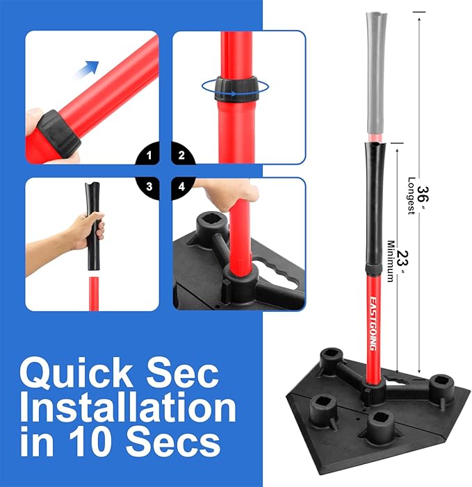 Eastgoing Heavy Duty Baseball and Softball Portable Travel Batting Tee.Adjustable 5-Position Baseball and Softball Batting Tee.Hitting Tee for Any Age Player Baseball