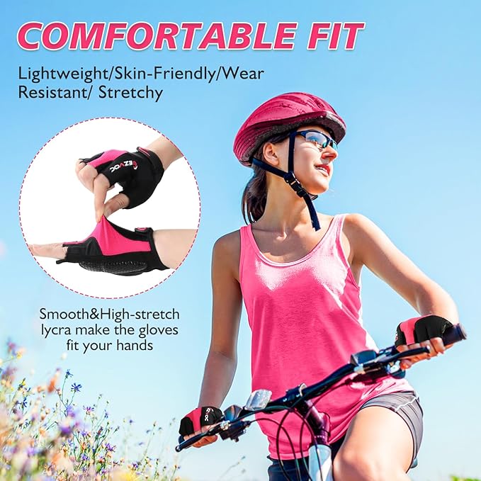 Cycling Gloves with Shock-Absorbing Pad, Extra Grip, Flexible Fit, Light Weight, Breathable for Men and Women Mountain Biking