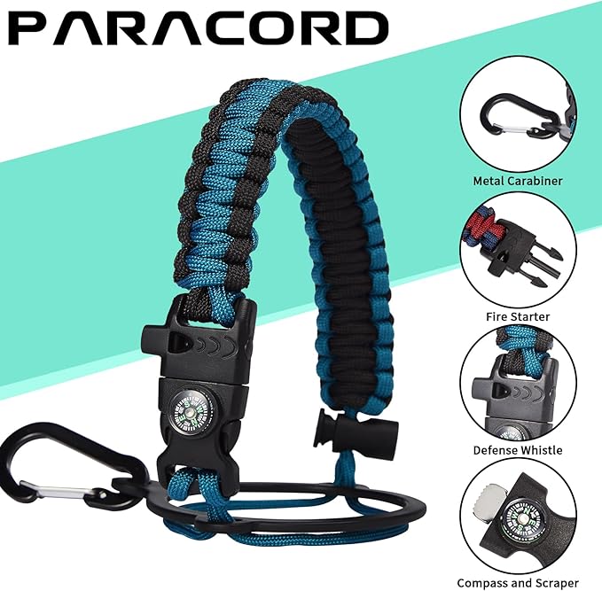 87/128 oz Insulated Water-Bottle with straw - Gallon Water Bottles with Phone Holder, Stainless Steel Water Jug with Strap & Auto Chug Lids, Gym Camping Sport Metal Flask w/Paracord Handle