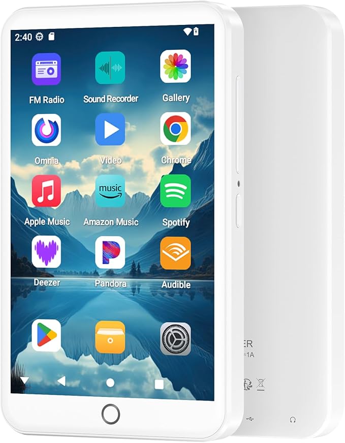 96GB MP3 Player with Bluetooth and WiFi, Android 13 MP3 MP4 Players with 4" Touchscreen and Speaker, 3GB RAM & 32GB ROM, Spotify Music Player with Audible, FM Radio, Amazon Music, Play Store