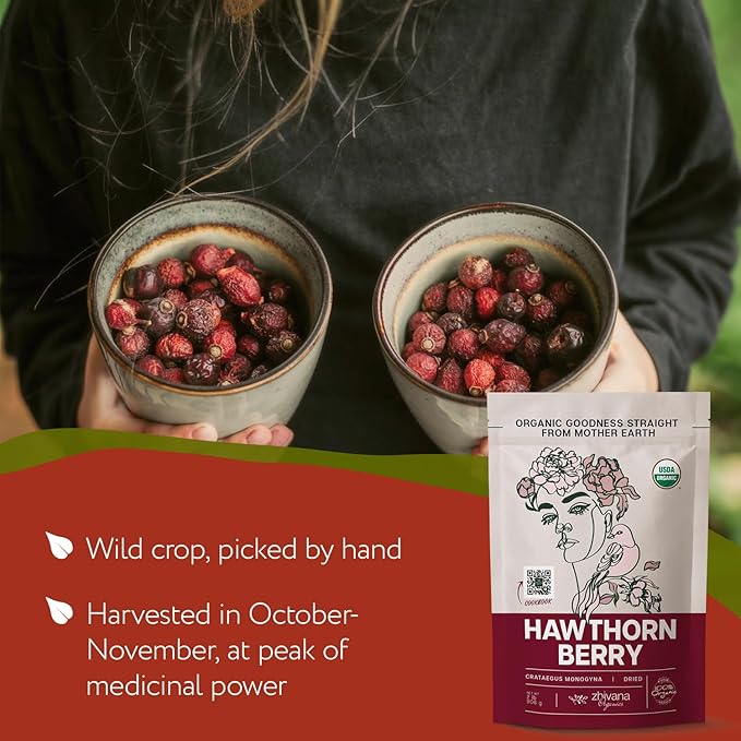 Hawthorn Berry Tea Organic (32oz.) - Hawthorne Berries for Herbal Tea, Tinctures, Recipes - Wild Crop - European Origin
