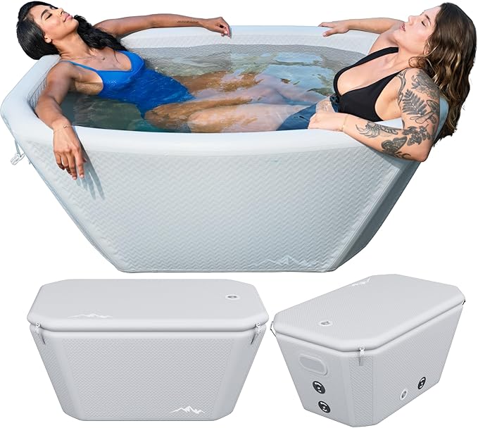 Endurance Cold Plunge 155 Gallon Ice Bath Tub Chiller Compatible Connections Inflatable, Durable, Portable, Insulated Design