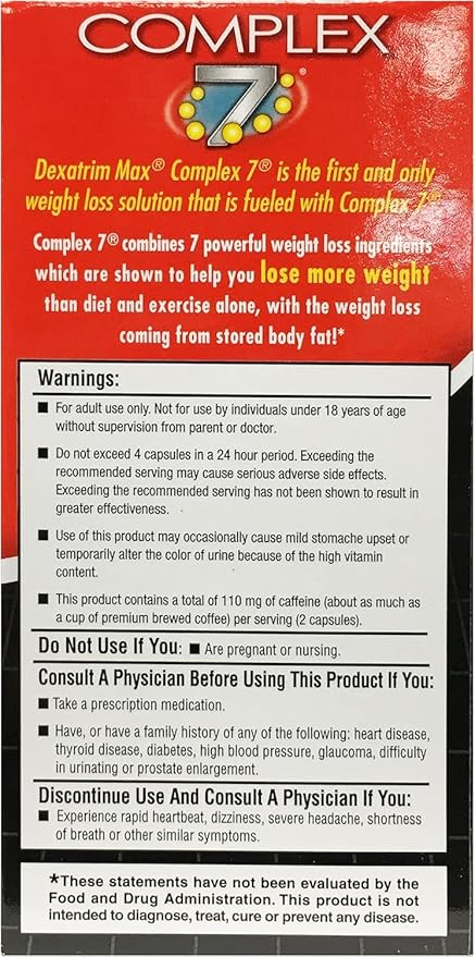 ILIOS Dexatrim Max Complex-7 | Diet Pills to Lose Weight - 7 Powerful Ingredients to Reduce Hunger & Body Fat, Fat Burner Supplements, Weight Loss Pills for Men & Women, 3 Packs w/ 60 Capsules Each