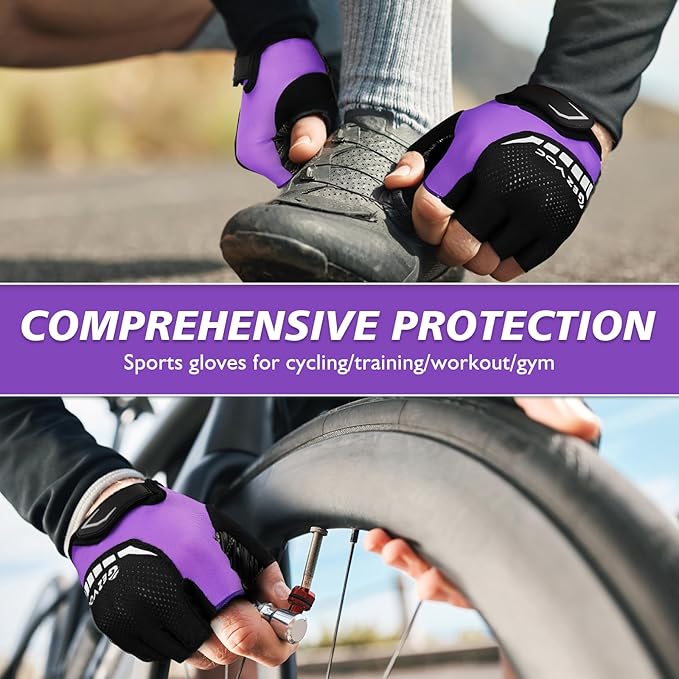 Cycling Gloves with Shock-Absorbing Pad, Extra Grip, Flexible Fit, Light Weight, Breathable for Men and Women Mountain Biking