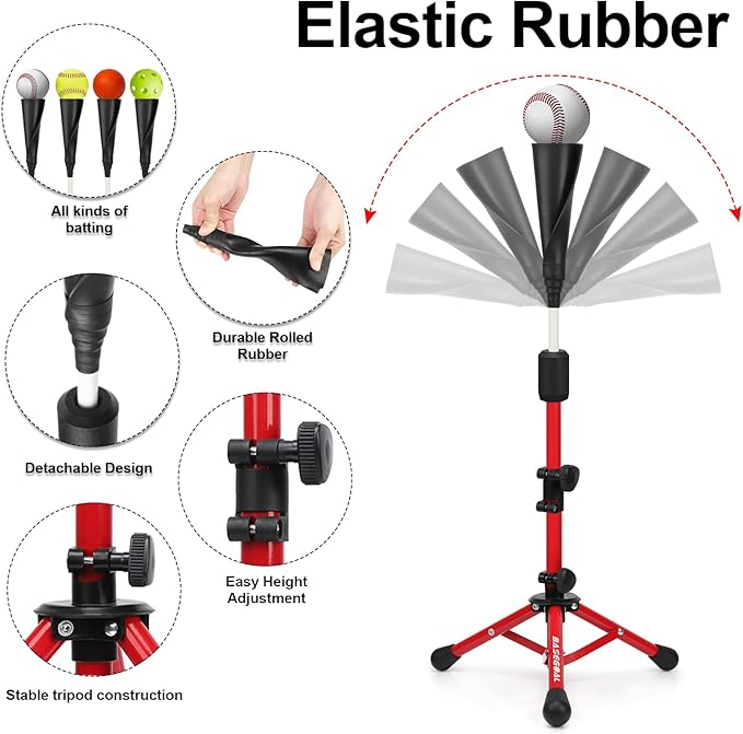 Baseball Tee for Kids,Batting Tee,Softball Tee,Youth Hitting Tee,Teeball Tee,Travel Tee,Easy Adjustable Height