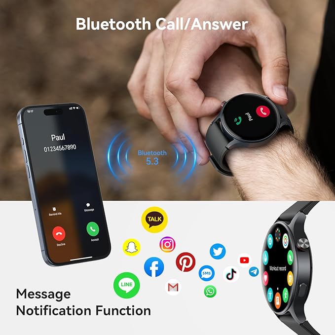 aeac Smart Watch for Men Women, AMOLED Ultra-Clear Screen Fitness Trackers with Heart Rate/Sleep/SpO2 Monitor, Smartwatch for iPhone/Samsung/Android, 110+ Sport Modes Waterproof Reloj Inteligente