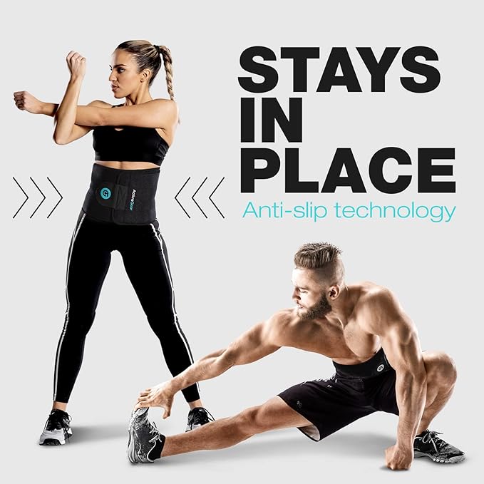 ActiveGear Premium Waist Trimmer & Trainer Belt for Men and Women - Sweat-Enhancing Slimming Wrap for Stomach, Adjustable Fit