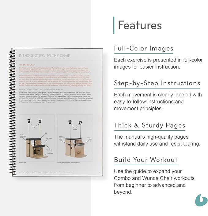 Balanced Body Pilates Chair Guide, Pilates Chair Guide for Workout Equipment, for Home Gym or Studio Use