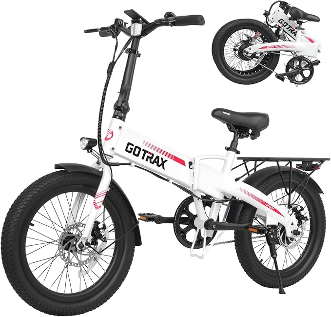 Gotrax 20" Folding Electric Bike with 40Miles (Pedal-assist1) by 48V Battery, 20Mph Power by Peak 500W, Adult Electric Bicycle with 5 Pedal-Assist Levels& LCD Display, Suitable for Commuting