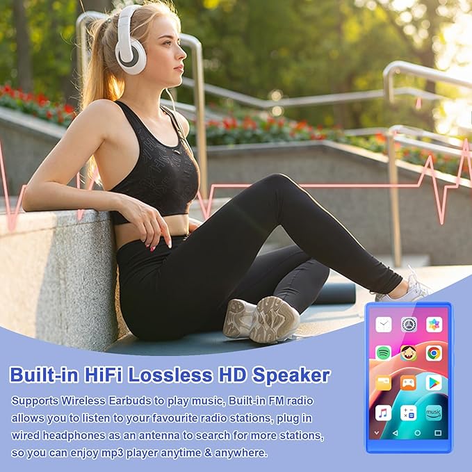 96GB MP3 Player with Bluetooth and WiFi, 4.1" Touch Screen, Silicone Protective case, Octa-core, MP4 Player for Spotify, Pandora, 96GB Storage Up to 1Tb, Android Music Player for Parental Control, FM