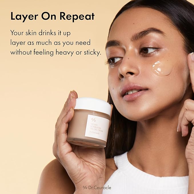 Dr.Ceuracle Vegan Kombucha Tea Gel Cream - Lightweight Watery Hydrating Moisturizer with Kombucha Tea Extract, Sunflower Seed Oil, Korean Skincare (75 g / 2.64 oz.)