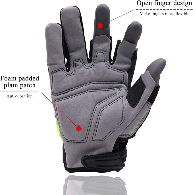 HANDLANDY Framer Work Gloves Open-Finger Carpenters Gloves, Fingerless Gaming Gloves for Tactical Shooting, Airsoft, Hunting, Police Work and Hiking L