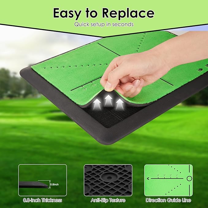 Golf Hitting Mat with Swing Path Tracer – Durable Golf Practice Mat for Indoor/Outdoor Use, Driving & Chipping Training – Golf Training Aid and Gift for Men & Women