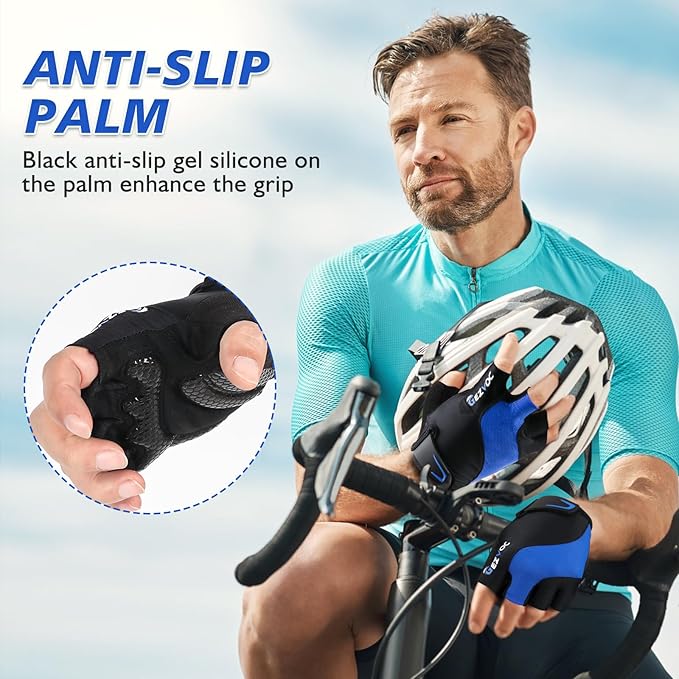 Cycling Gloves with Shock-Absorbing Pad, Extra Grip, Flexible Fit, Light Weight, Breathable for Men and Women Mountain Biking
