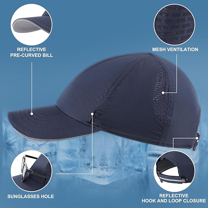 Connectyle Mens Womens Quick Dry Performance Running Cap Lightweight Reflective Sports Hat UPF 50+ Outdoor Athletic Sun Cap