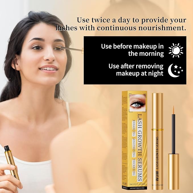 Eyelash Serum,Eyelash Growth Serum Lash Enhancing Serum,4 ML Lash Serum for Eyelash Growth,Boost Lash Growth Serum for Natural Longer, Fuller,and Thicker Lashes(Gold)