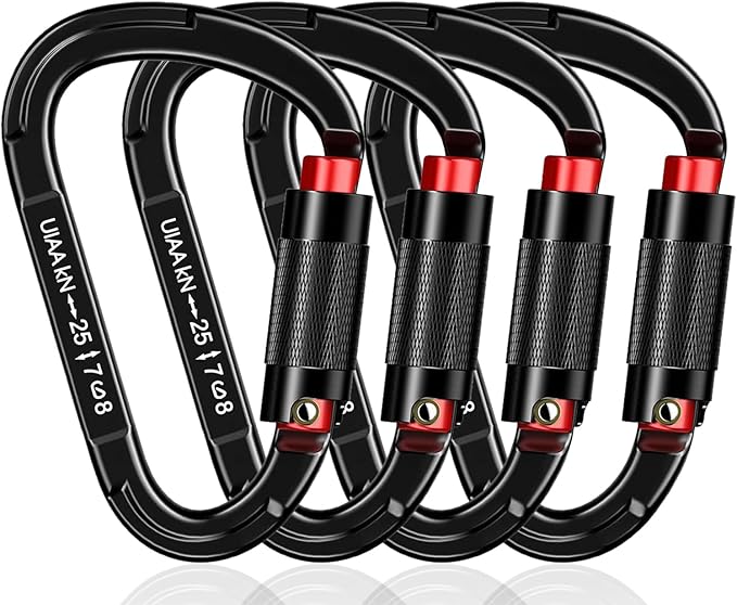 Auto Locking Carabiner Heavy Duty Carabiner 25kN UIAA Certified Climbing Carabiner Climbing Equipment Safety Carabiners for Rappelling, Hammocks, Rescue, Dog Leash, Swing