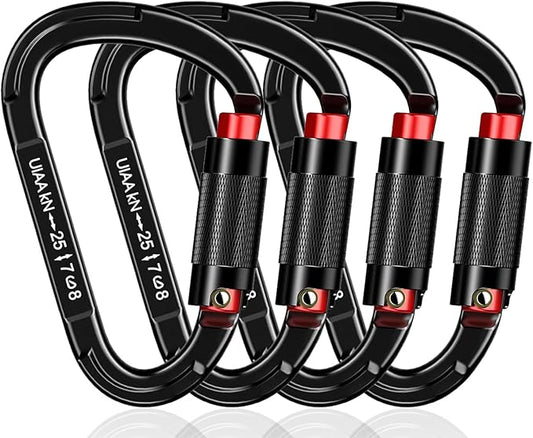 Auto Locking Carabiner Heavy Duty Carabiner 25kN UIAA Certified Climbing Carabiner Climbing Equipment Safety Carabiners for Rappelling, Hammocks, Rescue, Dog Leash, Swing