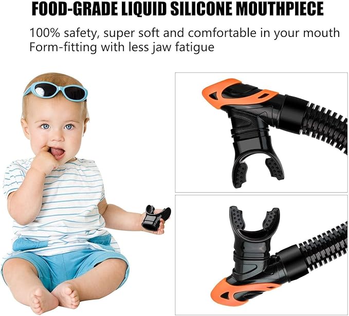 Aegend Dry Snorkel, Dive Mask Easy-Breath Free Diving Snorkel for Snorkeling Scuba Diving Freediving Swimming, with Top Dry Valve and Food-Grade Silicone Mouthpiece