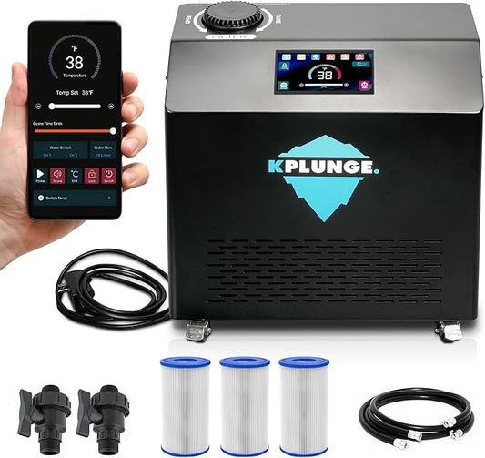 All-In-One Cold Plunge Chiller for Ice Bath | Gale Series 1 HP Water Chiller and Heater with WiFi, App and Touch Control, Ozone, Water Filter, Chiller for Indoor/Outdoor Use - Black