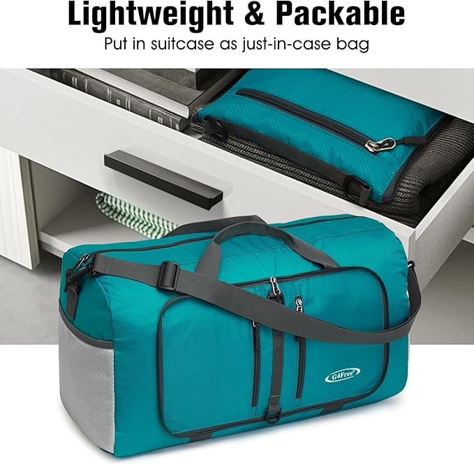 G4Free 40L/65L Foldable Duffel Bag, Water-Repellent Travel Backpack, Lightweight Carry Bag for Overnight Weekender Sports Men Women