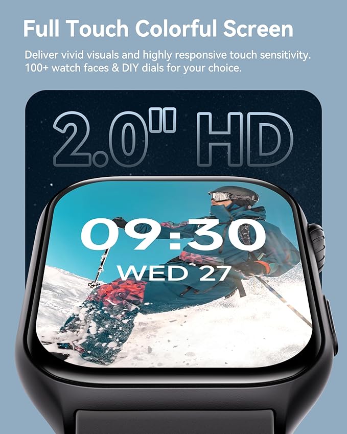 Fitness Tracker for Men Women (Make/Answer Call), 2.0" Smart Watch with 24/7 Heart Rate Blood Oxygen Sleep Monitor, Pedometer, 100+ Sport Modes IP68 Waterproof Activity Tracker for Android iOS