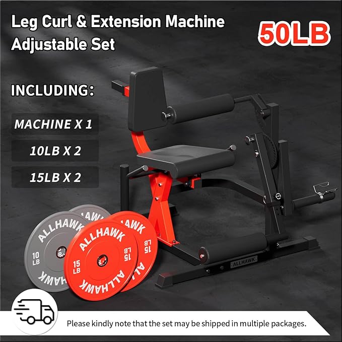 All-in-One Leg Extension and Curl Machine, Adjustable Seated Leg Rotary Extension Machine for Lower Body, Plate Loaded Home Gym Weight Machine for Thigh Workouts