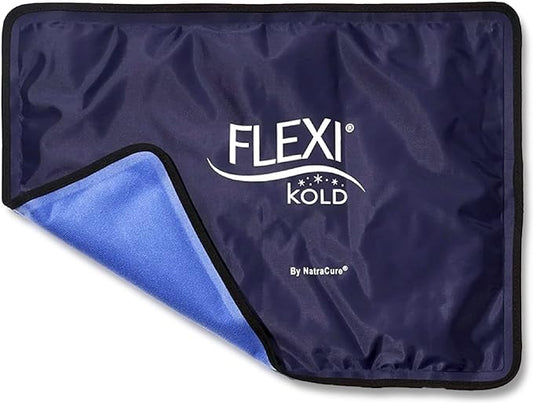 FlexiKold Reusable Gel Large Ice Pack with Straps – Cold Compress Gel Cold Pack for Injuries – Flexible Medical Ice Wrap for Back, Shoulders, Legs, Knees, Sciatica, Muscle Pain – Standard