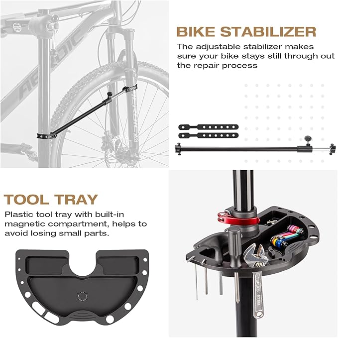 CXWXC Bike Repair Stand - Bicycle Stand For Maintenance Workstand - Ebike Repair Stand Shop Home Mechanics for Mountain Road Bike and E Bike (Black)