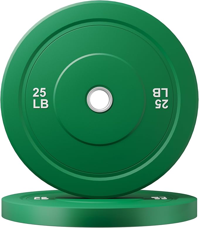 Colored Bumper Weight Plates Olympic Weight Plate Set 2-Inch, 10/15/25 lb Rubber Weight Plates Set for Strength Training Home Gym, Barbell Weights Plates for Heavy Weight Lifting