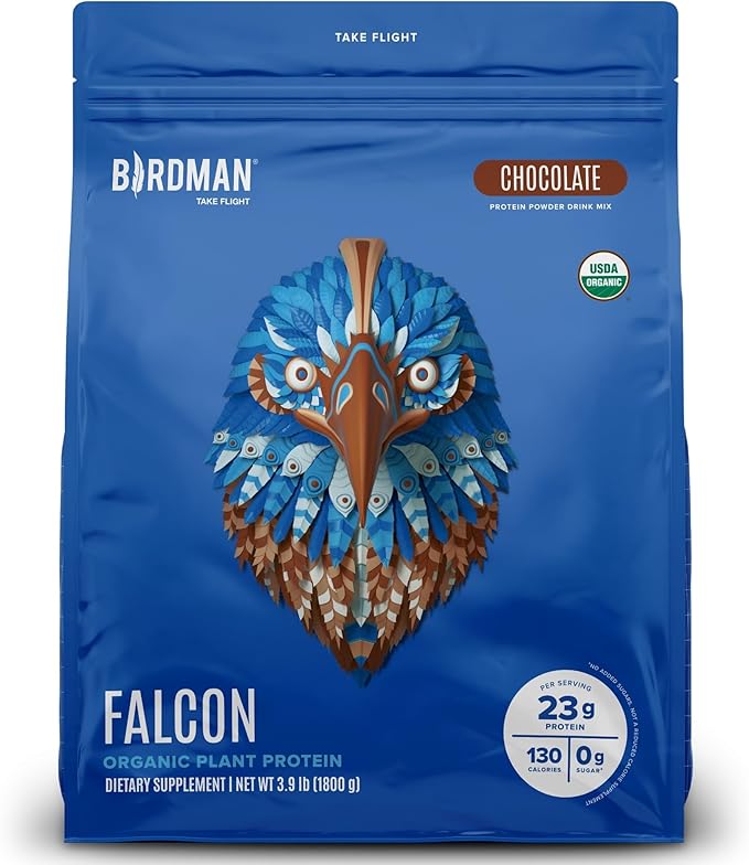 Falcon Vegan Protein Powder Organic, Stevia & Sugar Free, Plant Based Protein, Low Carb, Dairy Free, Keto, Non Whey Protein, Probiotic, Pea Protein | Chocolate Flavor - 60 Servings - 3.9lb