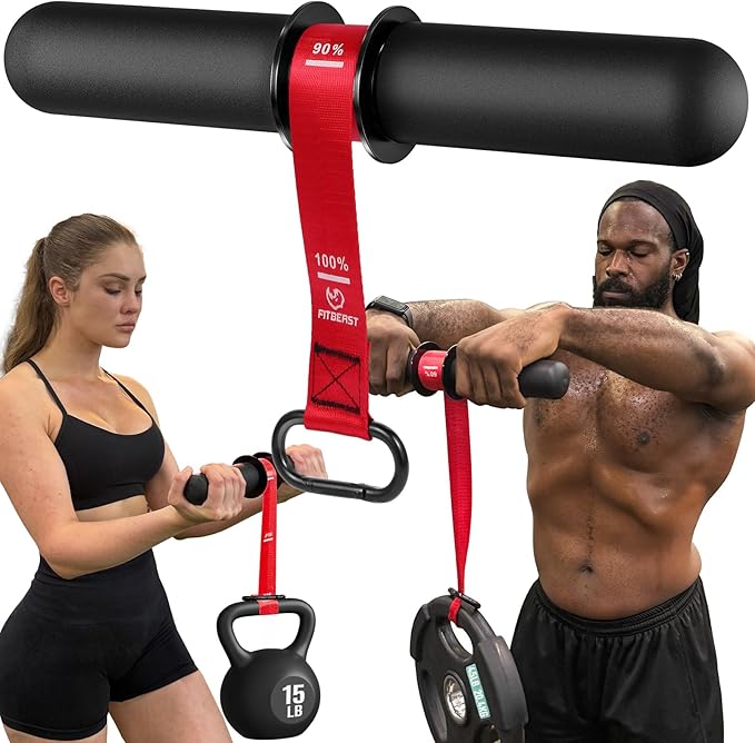 FitBeast Forearm Strengthener & Forearm Exerciser, Wrist Roller with Thicker Handle, Forearm Strength Trainer with Adjustable Strap - Ideal for Grip Strength, Muscle Building, Rehabilitation