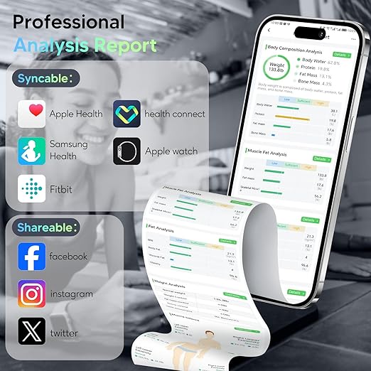 arboleaf Scale for Body Weight, Smart Scale with BMI, Body Fat, Muscle Mass, 26 Metrics Full Body Composition Analyzer, 8-Electrode High Precision Digital Bathroom Scale, Bluetooth Sync