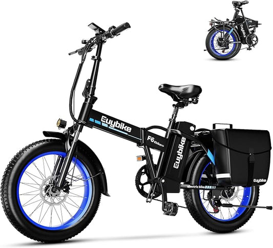 Foldable Electric Bike for Adults, 30+MPH, 48V 20Ah Removable Lithium Battery up to 80Miles, 20" Fat Tire 1000W Peak Motor Dirt Ebike Adult Electric Bicycle for Commute Beach Mountain E Bike