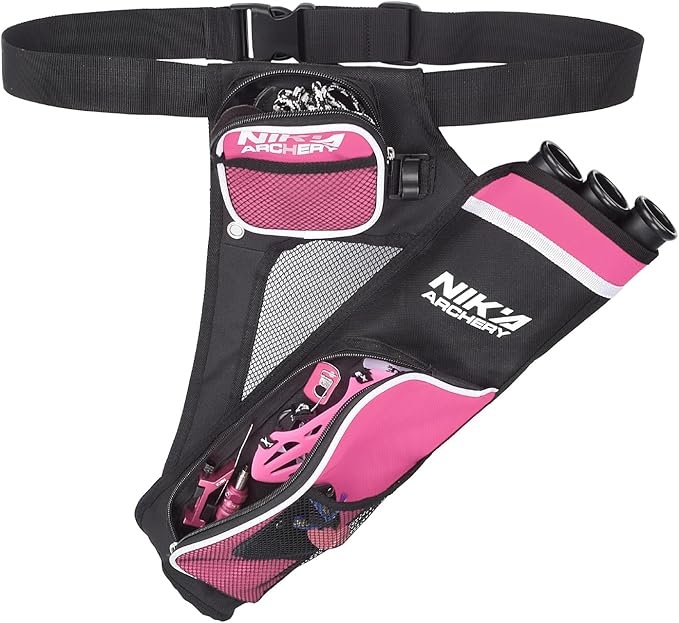 Archery Arrow Quiver Holder, 3-Tubes Hip Quiver Arrow Bag with Adjustable Belt for Youth & Adults Arrows Hunting Target Practicing